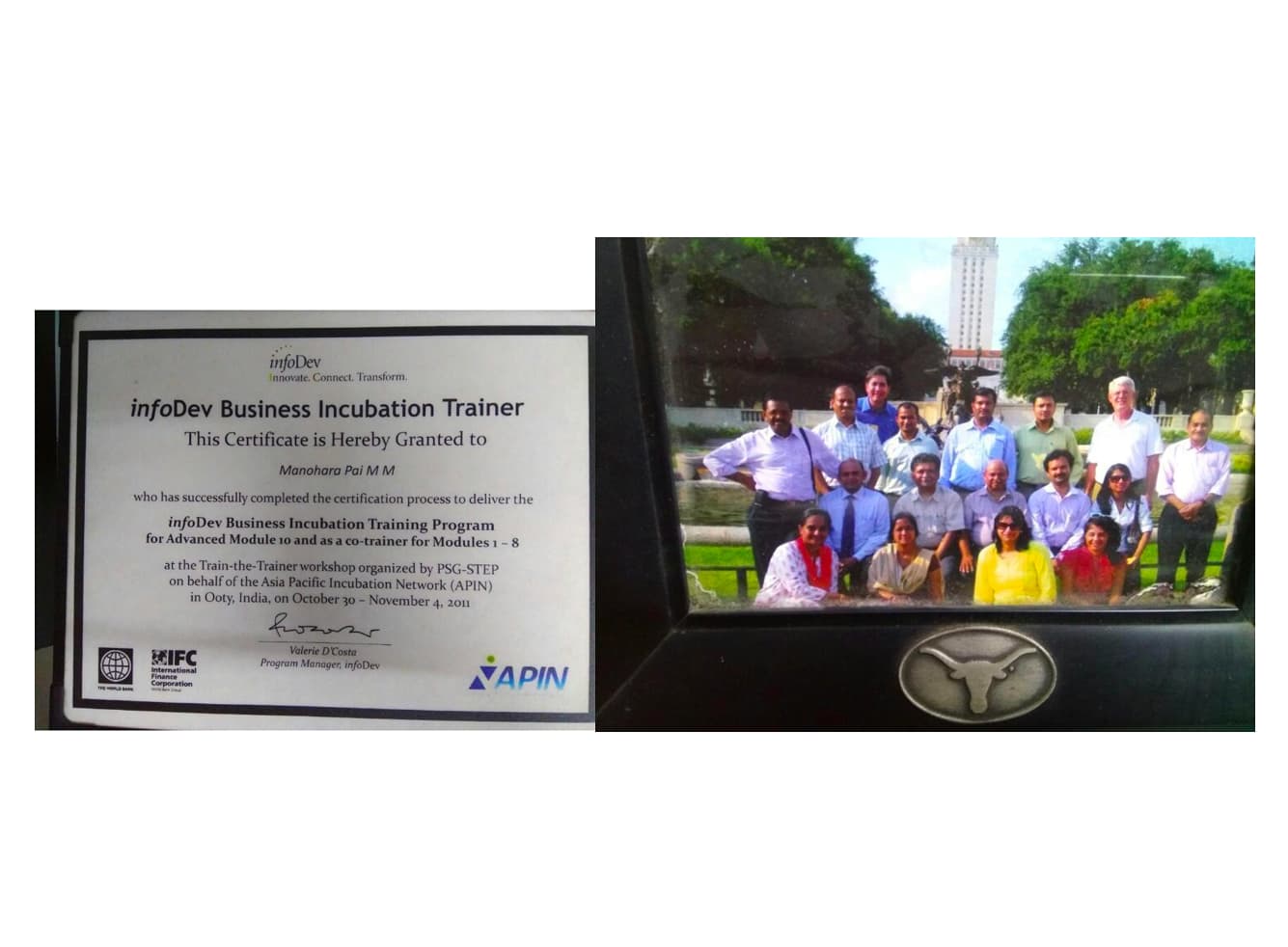 Infodev Business Incubation Training, Texas Austin (2010-2011)